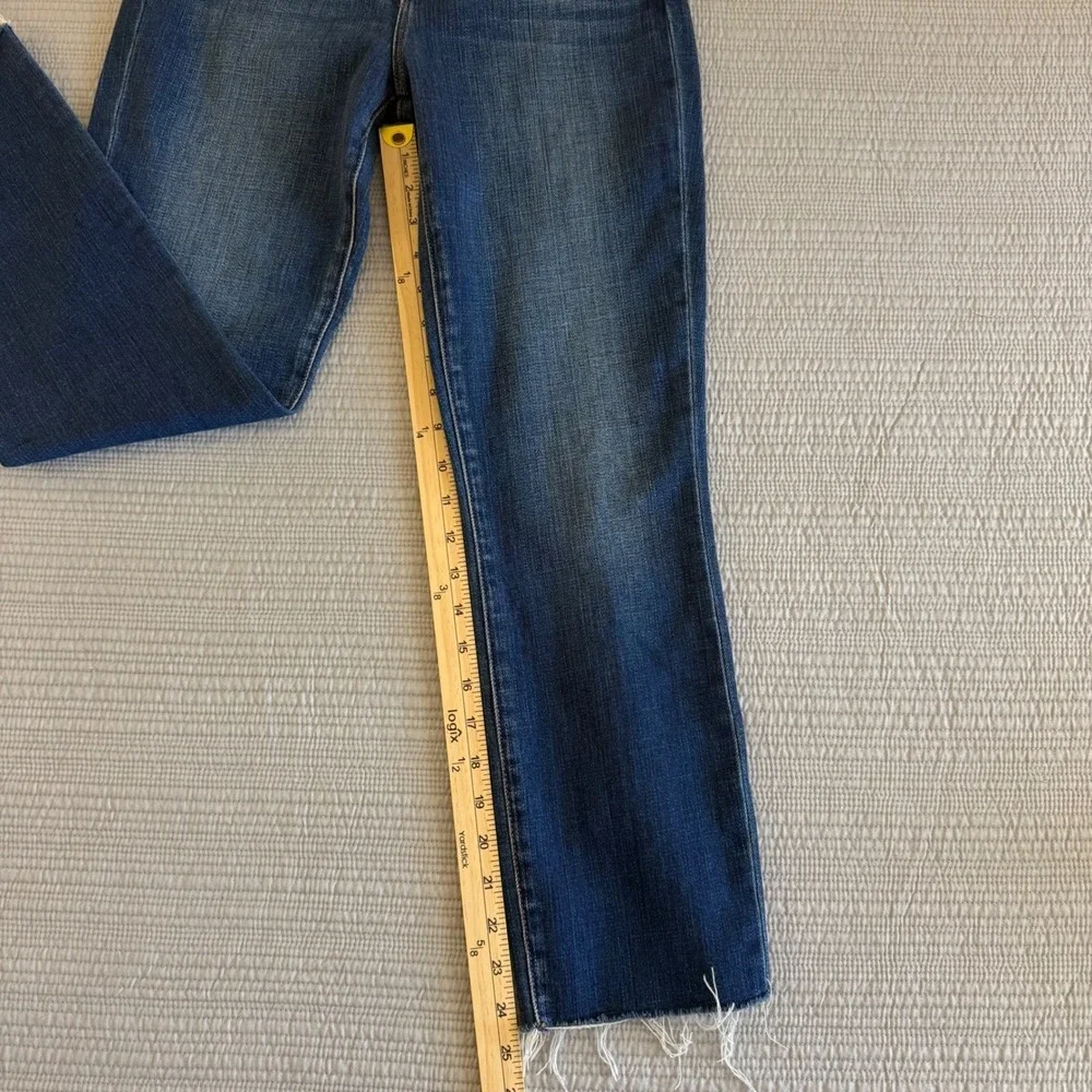 L'AGENCE High Rise Straight‎ Leg Raw Hem Jeans Dark Wash Blue Womens Size 25